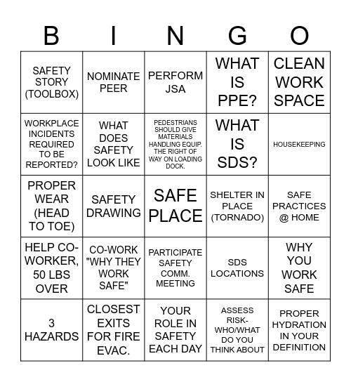 NORCROSS SAFETY BINGO Card