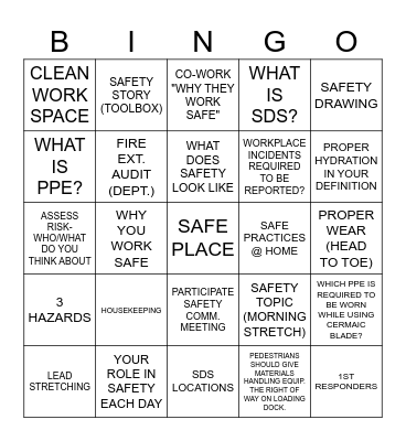 NORCROSS SAFETY BINGO Card