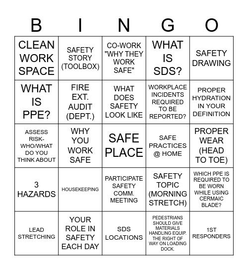 NORCROSS SAFETY BINGO Card