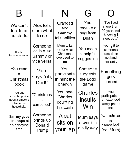 Christmas bingo 2024 Bingo Card