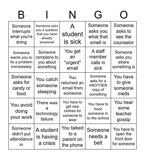 Office Bingo Card