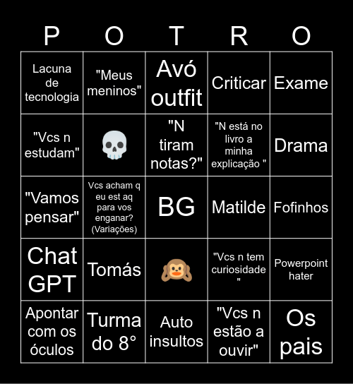 Bingo Potró Bingo Card