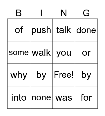 Heart word bingo Card