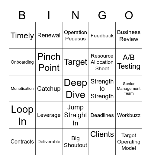 Business Buzzword Bingo Card