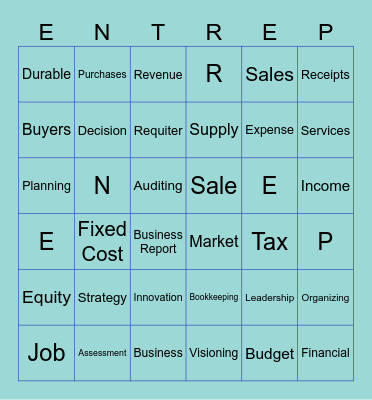 Entrep Bingo Card