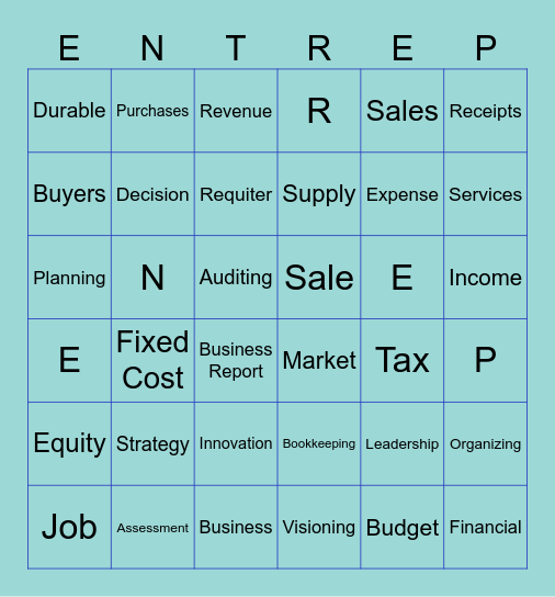 Entrep Bingo Card