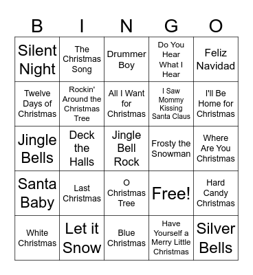 Christmas Music Bingo Card