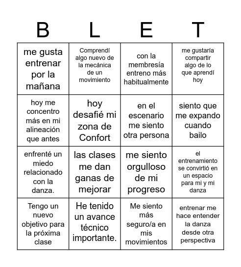 Clase en Vivo Bingo Card