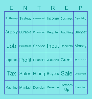 Entrep Bingo Card