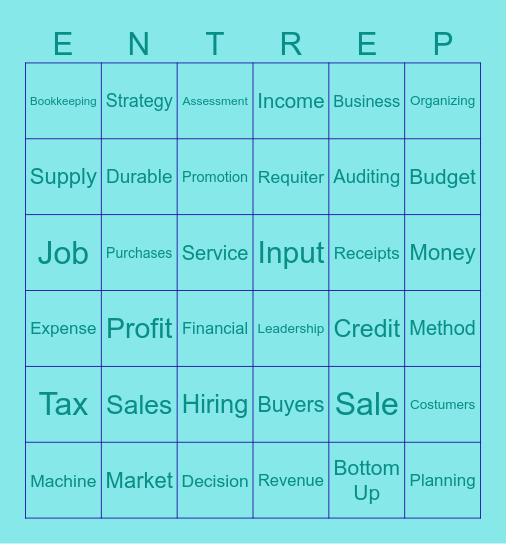 Entrep Bingo Card