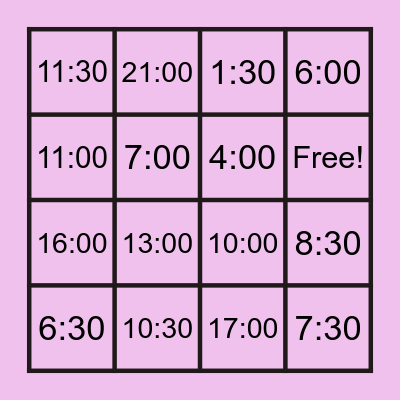 TIME BINGO Card