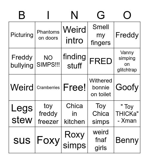 Xman Bingo Card