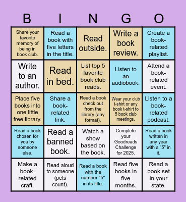 Bookish Bonus Activity Challenge - 2025 Bingo Card