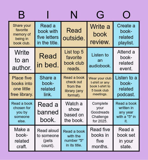 Bookish Bonus Activity Challenge - 2025 Bingo Card