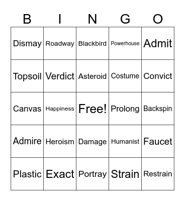 SRP Bingo Card
