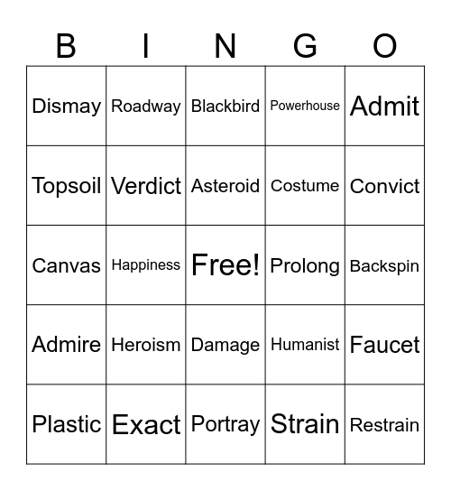 SRP Bingo Card