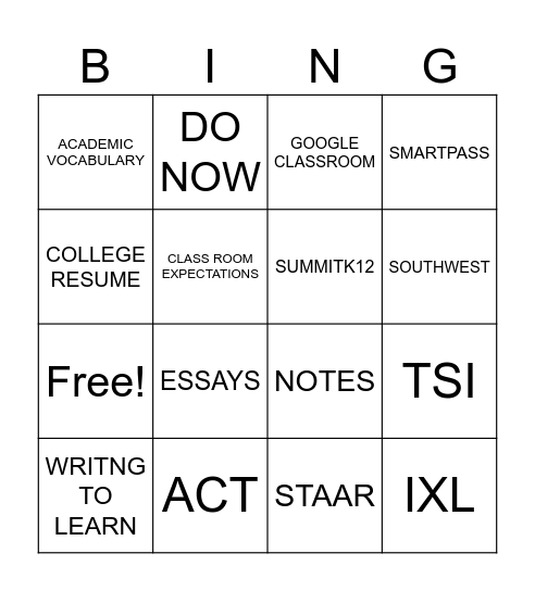 MRS.B's Bingo Card