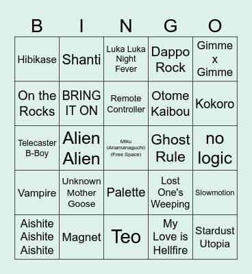 Miku Expo 2024 Bingo Card