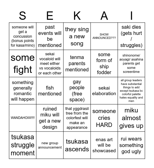 SEKAI MOVIE BINGO!! (plus lorenzo) Bingo Card