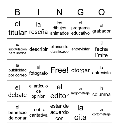 3.2.2 Bingo Card