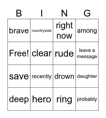 Vocabulary Bingo Card
