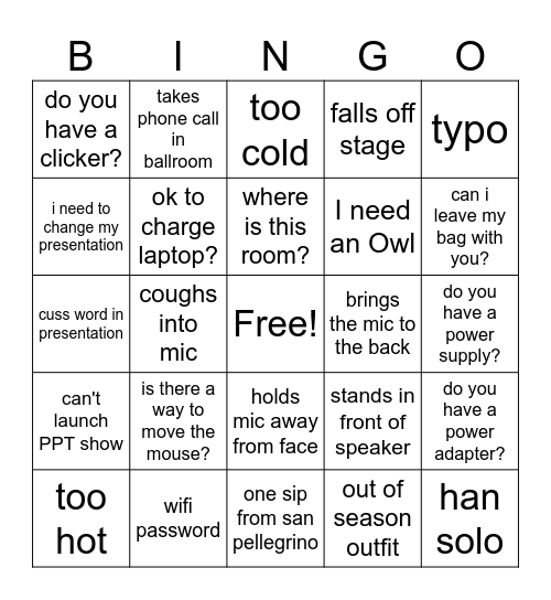 UIBC Bingo Card