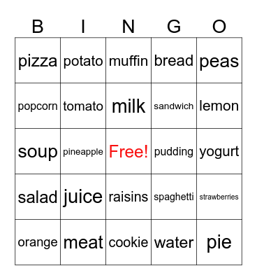 food 2 Bingo Card