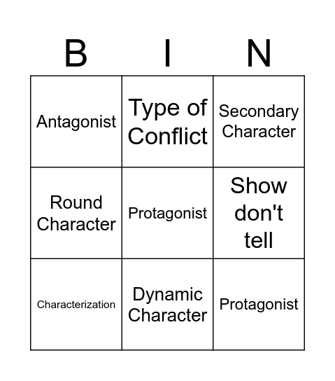 Story Elements Bingo Card