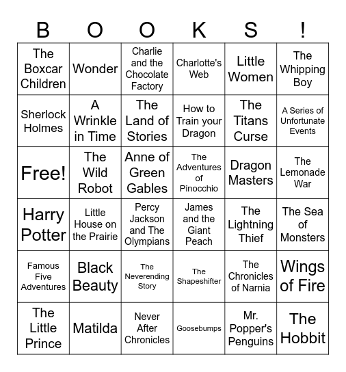 Literacy Week BINGO Card