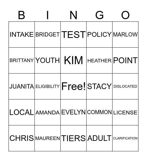 SATURDAY WFS Bingo Card
