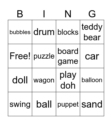 toys Bingo Card