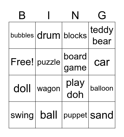 toys Bingo Card