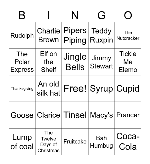 Christmas Bingo Card