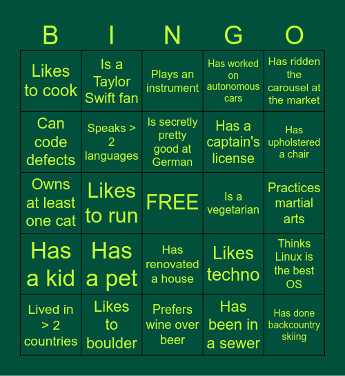 Pallon Christmas Bingo Card