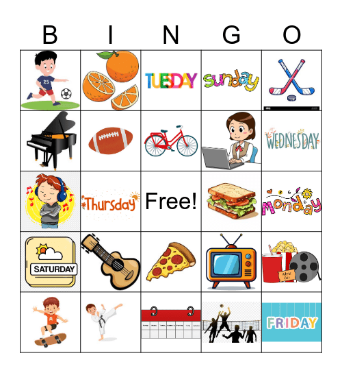 Ma journee activites Bingo Card