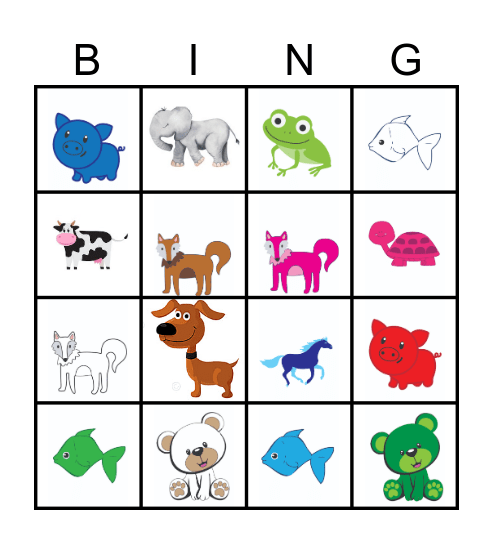 Animals Bingo Card