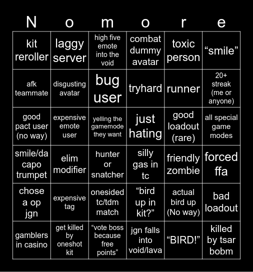 item asylum Bingo Card