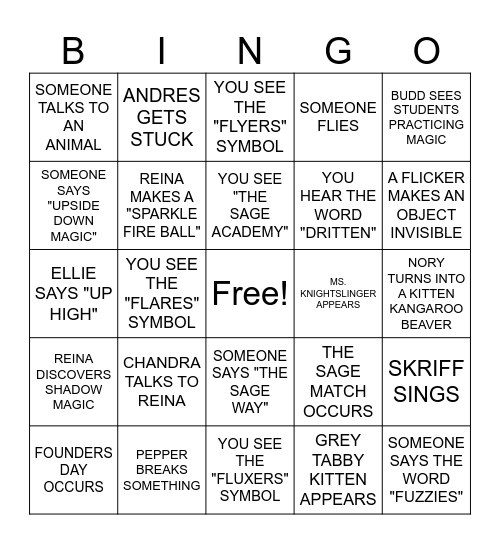 UPSIDE DOWN MAGIC Bingo Card