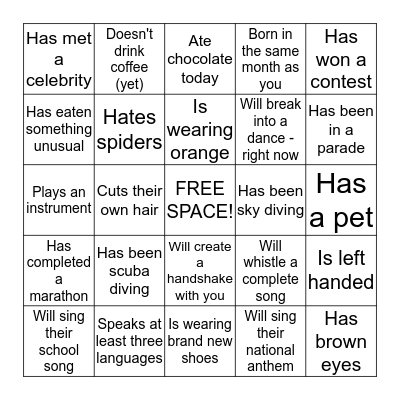 PEOPLE FINDER! Bingo Card