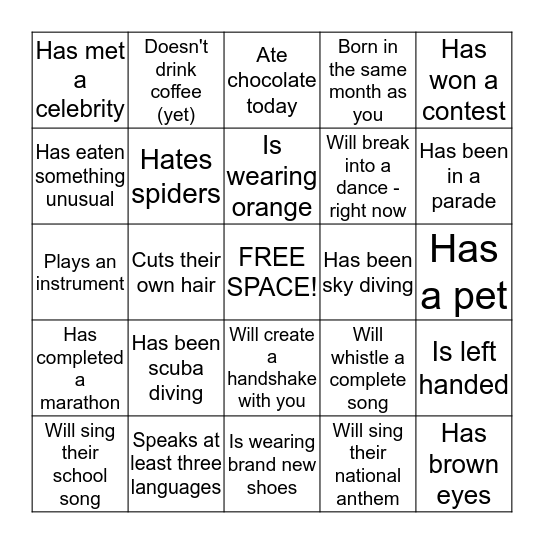 PEOPLE FINDER! Bingo Card