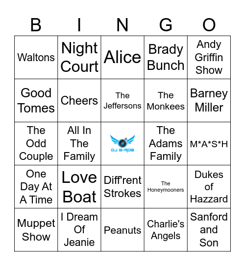 The TV Themes Bingo Card