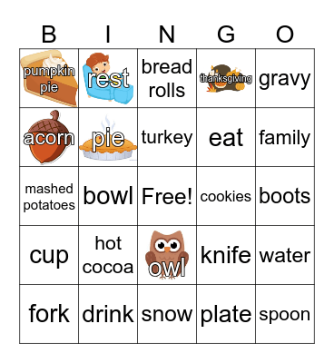 Family Fall Festival Bingo Card