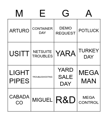 THANKSGIVING MEGA BINGO Card
