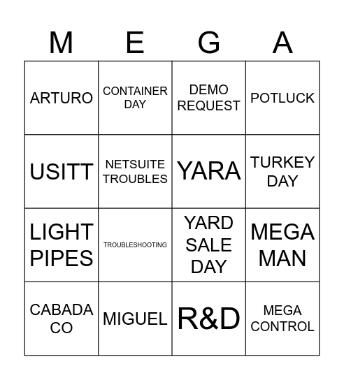 THANKSGIVING MEGA BINGO Card