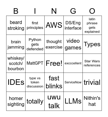 Eng Bingo Card