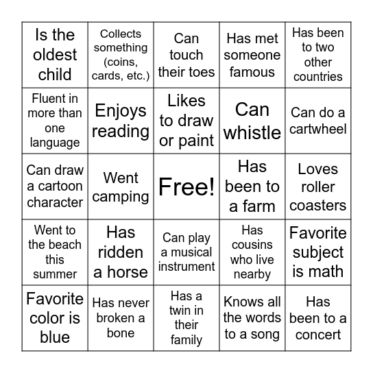 Encourage the Heart Bingo Card