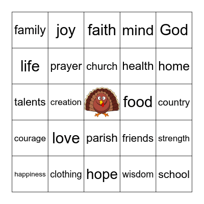 Thanksgiving Bingo Card