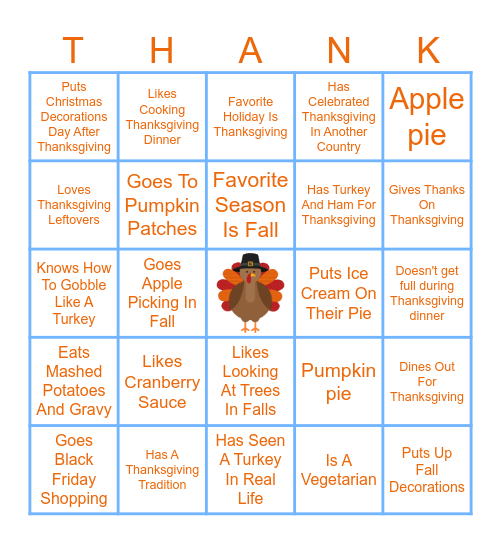 Fall Themed Bingo Card