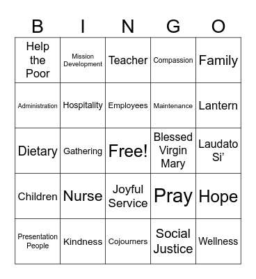 Presentation Day Bingo Card