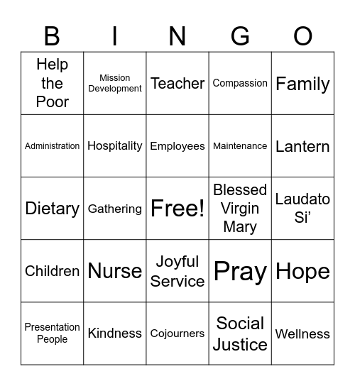 Presentation Day Bingo Card